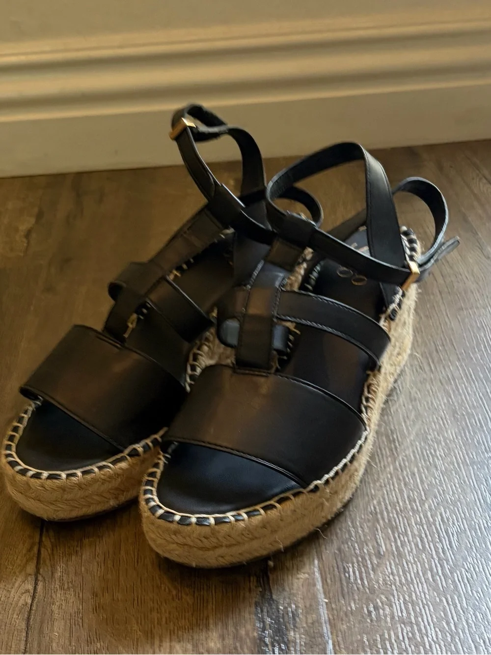 Franco Sarto Black Espadrille Platform Sandals
